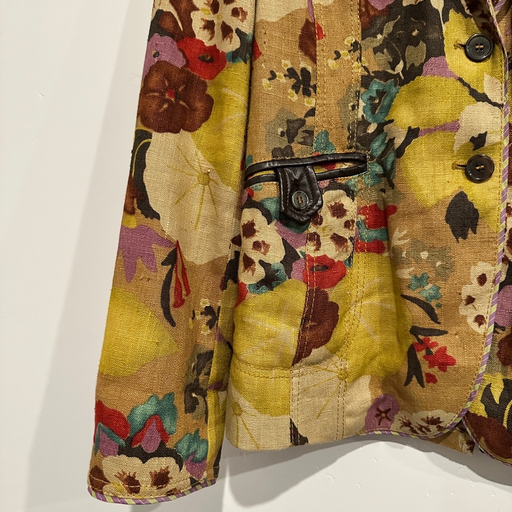 Etro Milano Vintage Linen Floral Blazer Size 44 - Picture 6 of 11